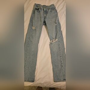 Levi's Premier Light Blue Distressed Women's Straight Leg Jeans